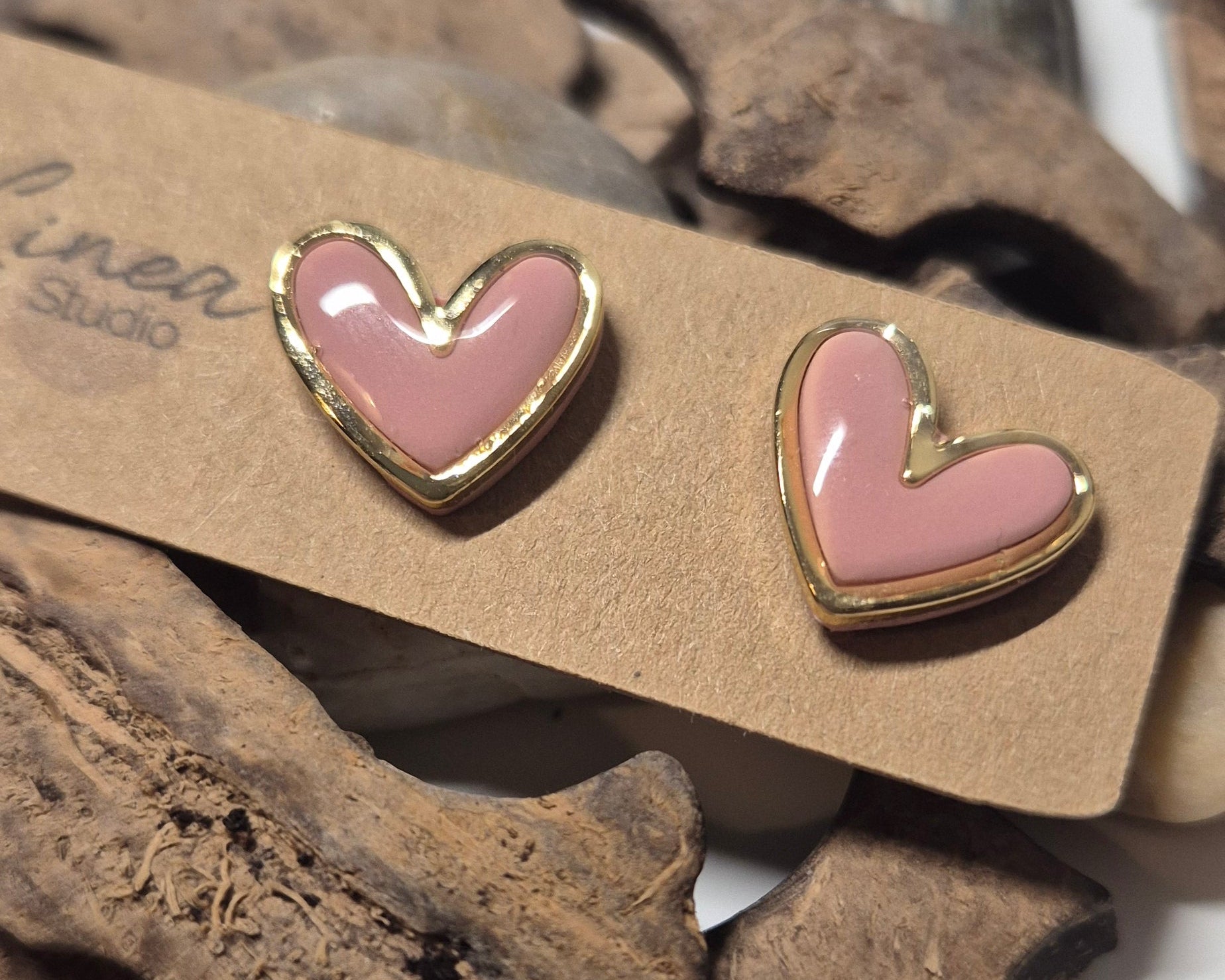 Herz Ohrstecker - Rosé & Gold