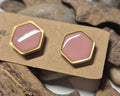 Ohrstecker 6eckig rosa/gold