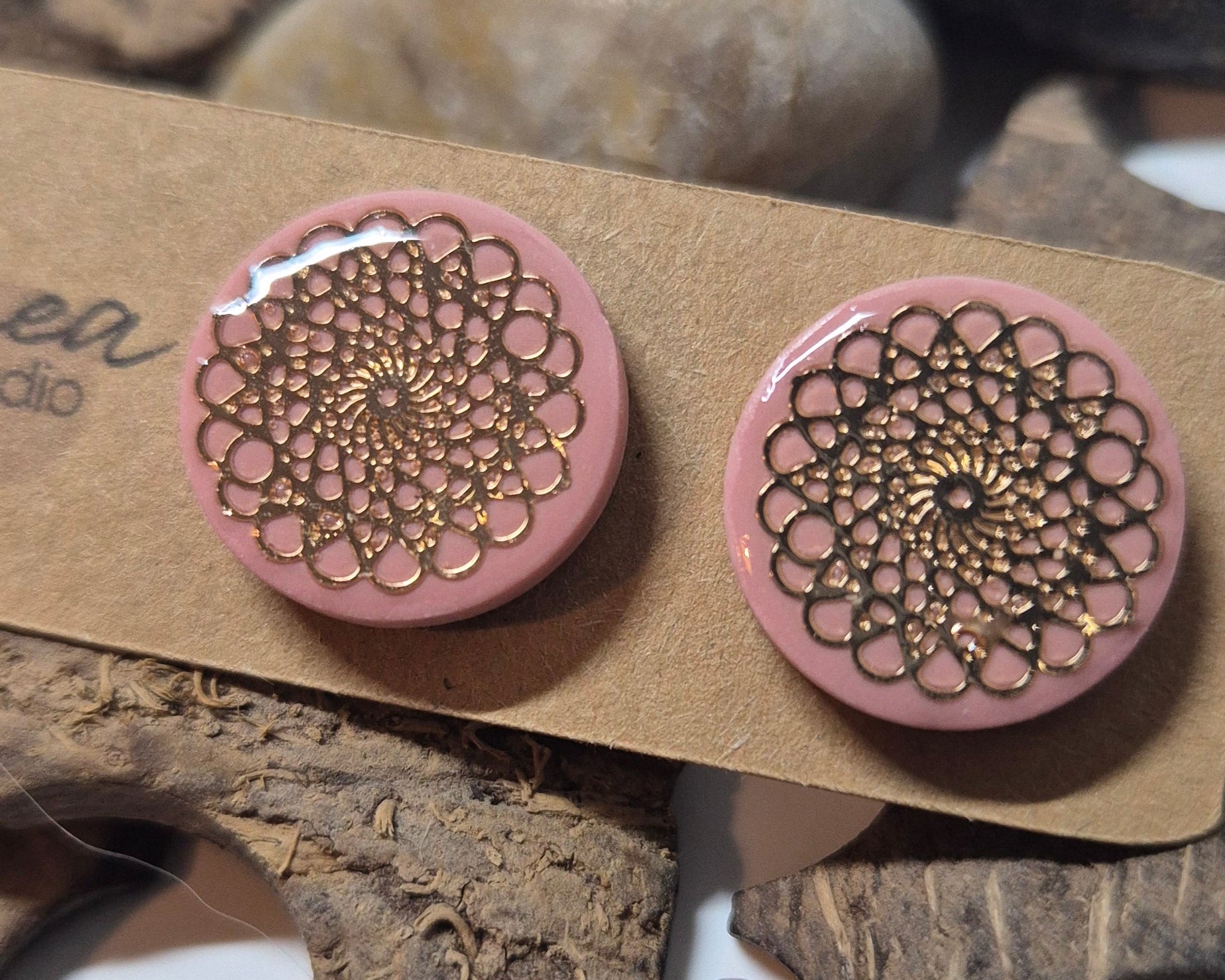 Ohrstecker Mandala Rosa/Gold